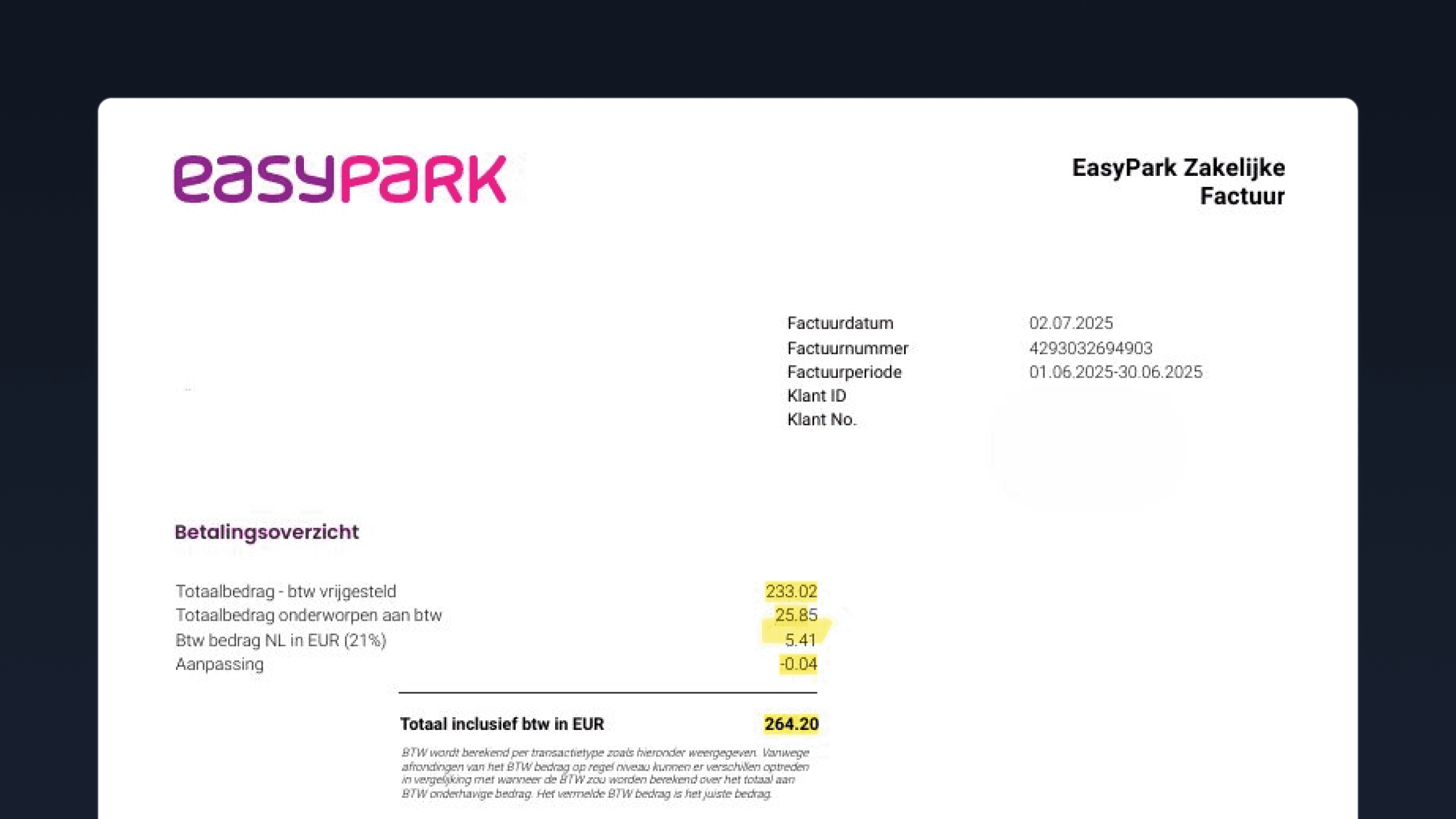 EasyPark-factuur en afrondingsverschillen: zo werkt het en zo boeken wij de factuur