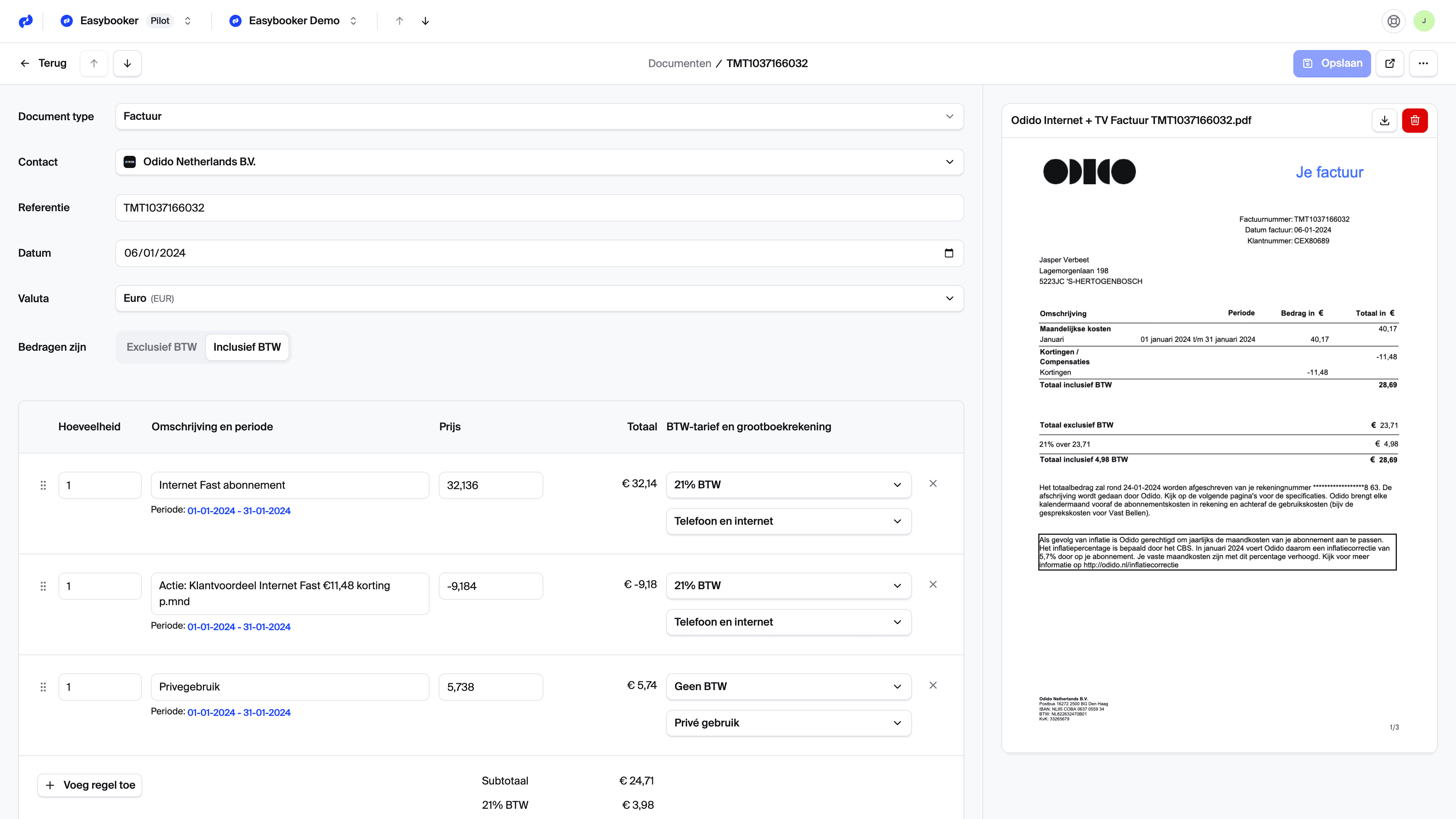 Documenten direct wijzigen vanuit Easybooker